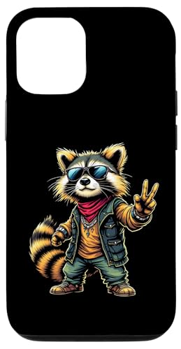 Rock Musik Outfit Retro Vintage Design Lustiges Waschbär Hülle für iPhone 12/12 Pro von Witzige Waschbär Rock Grafik Herren Damen Kinder