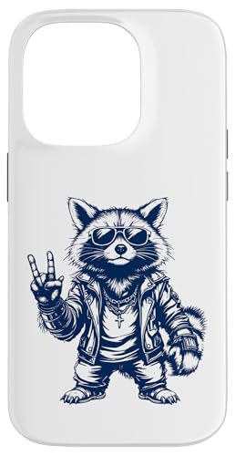 Rock Musik Outfit Retro Vintage Design Lustiges Waschbär Hülle für iPhone 14 Pro von Witzige Waschbär Rock Grafik Herren Damen Kinder
