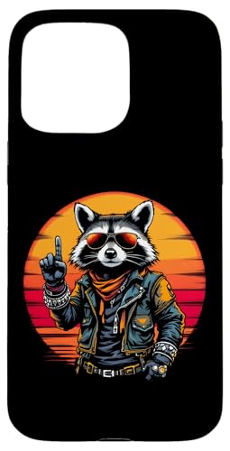 Rock Musik Outfit Retro Vintage Design Lustiges Waschbär Hülle für iPhone 15 Pro Max von Witzige Waschbär Rock Grafik Herren Damen Kinder