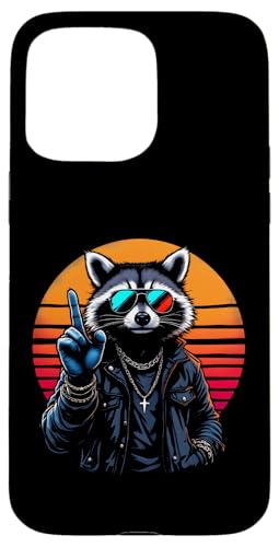 Rock Musik Outfit Retro Vintage Design Lustiges Waschbär Hülle für iPhone 15 Pro Max von Witzige Waschbär Rock Grafik Herren Damen Kinder