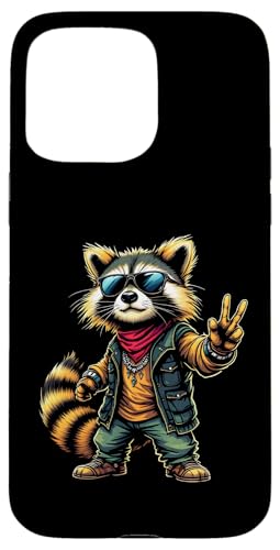 Rock Musik Outfit Retro Vintage Design Lustiges Waschbär Hülle für iPhone 15 Pro Max von Witzige Waschbär Rock Grafik Herren Damen Kinder