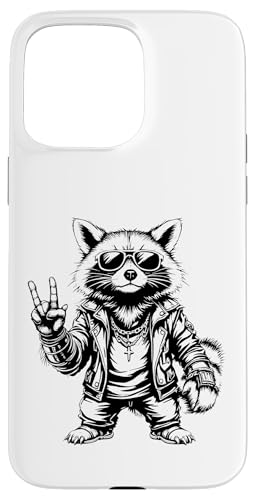 Rock Musik Outfit Retro Vintage Design Lustiges Waschbär Hülle für iPhone 15 Pro Max von Witzige Waschbär Rock Grafik Herren Damen Kinder