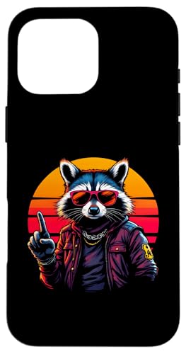 Rock Musik Outfit Retro Vintage Design Lustiges Waschbär Hülle für iPhone 16 Pro Max von Witzige Waschbär Rock Grafik Herren Damen Kinder