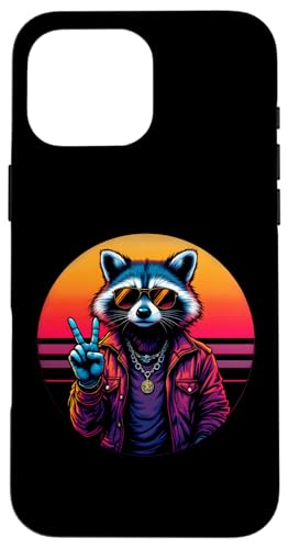 Rock Musik Outfit Retro Vintage Design Lustiges Waschbär Hülle für iPhone 16 Pro Max von Witzige Waschbär Rock Grafik Herren Damen Kinder