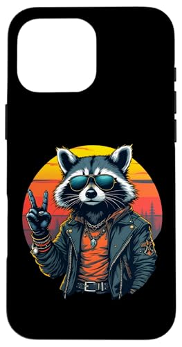 Rock Musik Outfit Retro Vintage Design Lustiges Waschbär Hülle für iPhone 16 Pro Max Rock Musik Outfit Retro Vintage Design Lustiges Waschbär Hülle für iPhone 16 Pro Max von Witzige Waschbär Rock Grafik Herren Damen Kinder