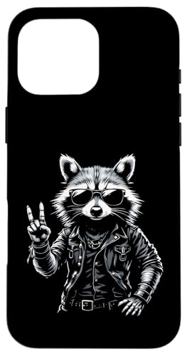 Rock Musik Outfit Retro Vintage Design Lustiges Waschbär Hülle für iPhone 16 Pro Max von Witzige Waschbär Rock Grafik Herren Damen Kinder