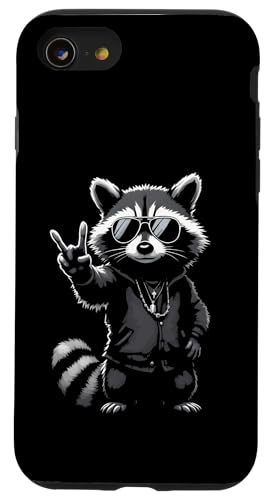 Rock Musik Outfit Retro Vintage Design Lustiges Waschbär Hülle für iPhone SE (2020) / 7 / 8 von Witzige Waschbär Rock Grafik Herren Damen Kinder