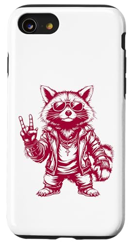 Rock Musik Outfit Retro Vintage Design Lustiges Waschbär Hülle für iPhone SE (2020) / 7 / 8 von Witzige Waschbär Rock Grafik Herren Damen Kinder