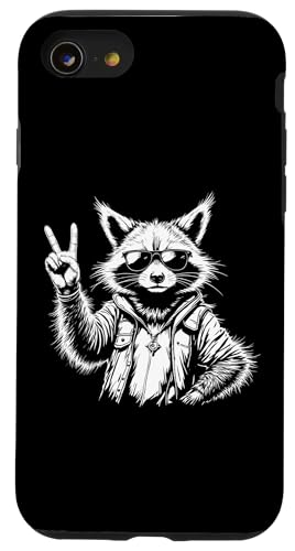 Rock Musik Outfit Retro Vintage Design Lustiges Waschbär Hülle für iPhone SE (2020) / 7 / 8 von Witzige Waschbär Rock Grafik Herren Damen Kinder
