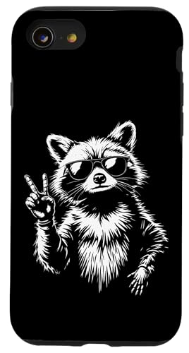 Rock Musik Outfit Retro Vintage Design Lustiges Waschbär Hülle für iPhone SE (2020) / 7 / 8 von Witzige Waschbär Rock Grafik Herren Damen Kinder