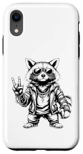 Rock Musik Outfit Retro Vintage Design Lustiges Waschbär Hülle für iPhone XR von Witzige Waschbär Rock Grafik Herren Damen Kinder