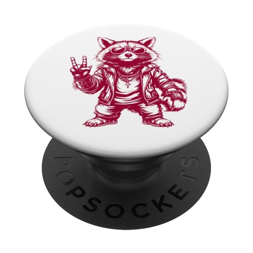 Rock Musik Outfit Retro Vintage Design Lustiges Waschbär PopSockets Klebender PopGrip Rock Musik Outfit Retro Vintage Design Lustiges Waschbär PopSockets Klebender PopGrip von Witzige Waschbär Rock Grafik Herren Damen Kinder