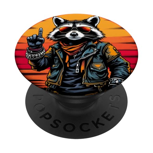 Rock Musik Outfit Retro Vintage Design Lustiges Waschbär PopSockets Klebender PopGrip Rock Musik Outfit Retro Vintage Design Lustiges Waschbär PopSockets Klebender PopGrip von Witzige Waschbär Rock Grafik Herren Damen Kinder