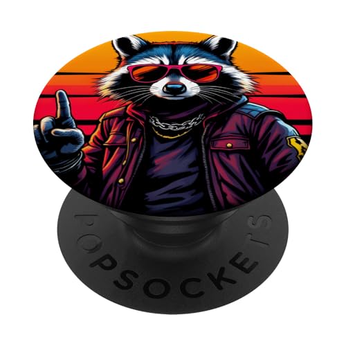Rock Musik Outfit Retro Vintage Design Lustiges Waschbär PopSockets Klebender PopGrip Rock Musik Outfit Retro Vintage Design Lustiges Waschbär PopSockets Klebender PopGrip von Witzige Waschbär Rock Grafik Herren Damen Kinder