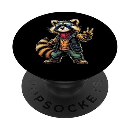 Rock Musik Outfit Retro Vintage Design Lustiges Waschbär PopSockets Klebender PopGrip Rock Musik Outfit Retro Vintage Design Lustiges Waschbär PopSockets Klebender PopGrip von Witzige Waschbär Rock Grafik Herren Damen Kinder
