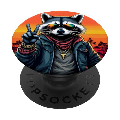 Rock Musik Outfit Retro Vintage Design Lustiges Waschbär PopSockets Klebender PopGrip Rock Musik Outfit Retro Vintage Design Lustiges Waschbär PopSockets Klebender PopGrip von Witzige Waschbär Rock Grafik Herren Damen Kinder