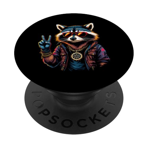 Rock Musik Outfit Retro Vintage Design Lustiges Waschbär PopSockets Klebender PopGrip Rock Musik Outfit Retro Vintage Design Lustiges Waschbär PopSockets Klebender PopGrip von Witzige Waschbär Rock Grafik Herren Damen Kinder
