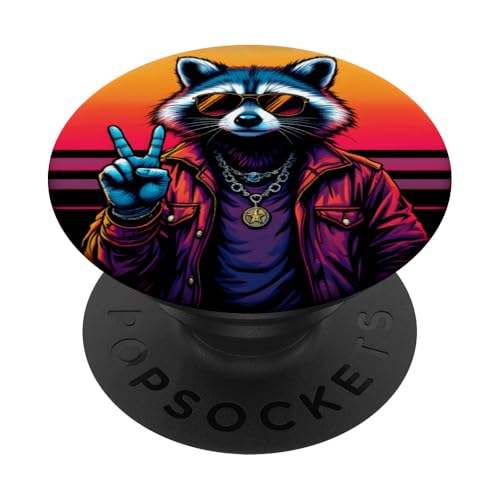 Rock Musik Outfit Retro Vintage Design Lustiges Waschbär PopSockets Klebender PopGrip Rock Musik Outfit Retro Vintage Design Lustiges Waschbär PopSockets Klebender PopGrip von Witzige Waschbär Rock Grafik Herren Damen Kinder