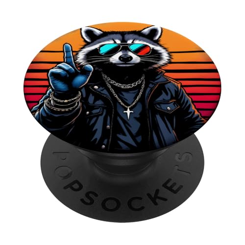 Rock Musik Outfit Retro Vintage Design Lustiges Waschbär PopSockets Klebender PopGrip Rock Musik Outfit Retro Vintage Design Lustiges Waschbär PopSockets Klebender PopGrip von Witzige Waschbär Rock Grafik Herren Damen Kinder