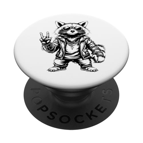 Rock Musik Outfit Retro Vintage Design Lustiges Waschbär PopSockets Klebender PopGrip Rock Musik Outfit Retro Vintage Design Lustiges Waschbär PopSockets Klebender PopGrip von Witzige Waschbär Rock Grafik Herren Damen Kinder