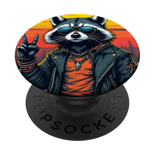 Rock Musik Outfit Retro Vintage Design Lustiges Waschbär PopSockets Klebender PopGrip Rock Musik Outfit Retro Vintage Design Lustiges Waschbär PopSockets Klebender PopGrip von Witzige Waschbär Rock Grafik Herren Damen Kinder