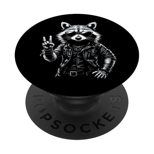 Rock Musik Outfit Retro Vintage Design Lustiges Waschbär PopSockets Klebender PopGrip von Witzige Waschbär Rock Grafik Herren Damen Kinder