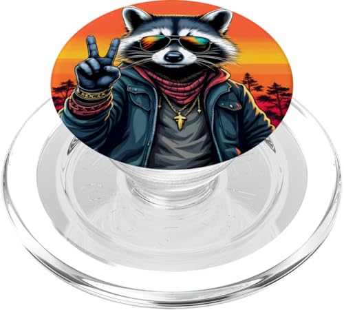 Rock Musik Outfit Retro Vintage Design Lustiges Waschbär PopSockets PopGrip für MagSafe Rock Musik Outfit Retro Vintage Design Lustiges Waschbär PopSockets PopGrip für MagSafe von Witzige Waschbär Rock Grafik Herren Damen Kinder