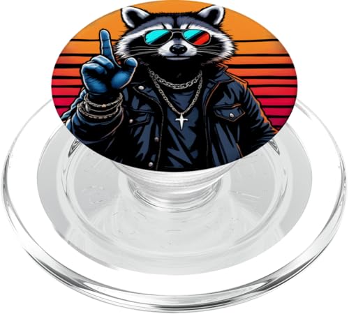 Rock Musik Outfit Retro Vintage Design Lustiges Waschbär PopSockets PopGrip für MagSafe Rock Musik Outfit Retro Vintage Design Lustiges Waschbär PopSockets PopGrip für MagSafe von Witzige Waschbär Rock Grafik Herren Damen Kinder