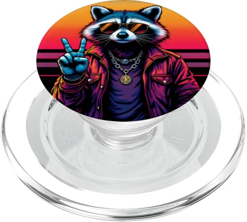 Rock Musik Outfit Retro Vintage Design Lustiges Waschbär PopSockets PopGrip für MagSafe Rock Musik Outfit Retro Vintage Design Lustiges Waschbär PopSockets PopGrip für MagSafe von Witzige Waschbär Rock Grafik Herren Damen Kinder