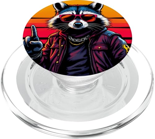 Rock Musik Outfit Retro Vintage Design Lustiges Waschbär PopSockets PopGrip für MagSafe Rock Musik Outfit Retro Vintage Design Lustiges Waschbär PopSockets PopGrip für MagSafe von Witzige Waschbär Rock Grafik Herren Damen Kinder