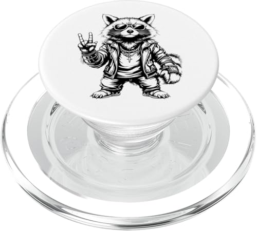 Rock Musik Outfit Retro Vintage Design Lustiges Waschbär PopSockets PopGrip für MagSafe Rock Musik Outfit Retro Vintage Design Lustiges Waschbär PopSockets PopGrip für MagSafe von Witzige Waschbär Rock Grafik Herren Damen Kinder