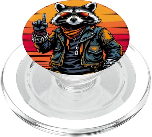 Rock Musik Outfit Retro Vintage Design Lustiges Waschbär PopSockets PopGrip für MagSafe von Witzige Waschbär Rock Grafik Herren Damen Kinder