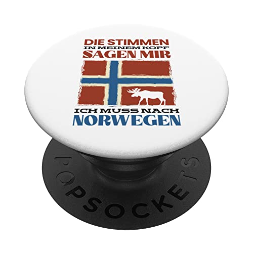 Norwegen Geschenke Spruch Flagge Nordkap Elch Die Stimmen In PopSockets mit austauschbarem PopGrip von Witzige und Lustige Sprüche