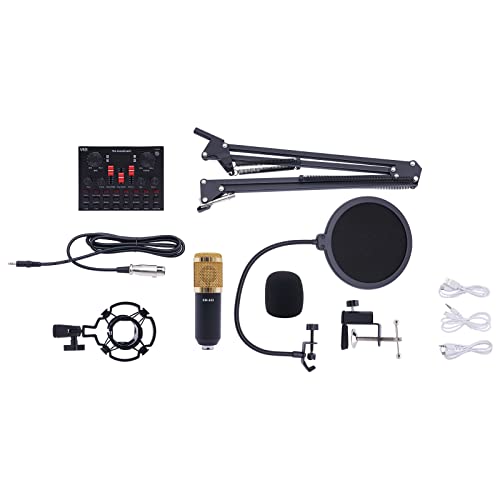 Wiyuer Podcast Bündeln USB Kondensator Mikrofon VBS Soundkart Kit mit Schockhalterung Mikrofonarm Popschutz für Live Streaming YouTube Gaming 14.5 * 11 * 3cm von Wiyuer