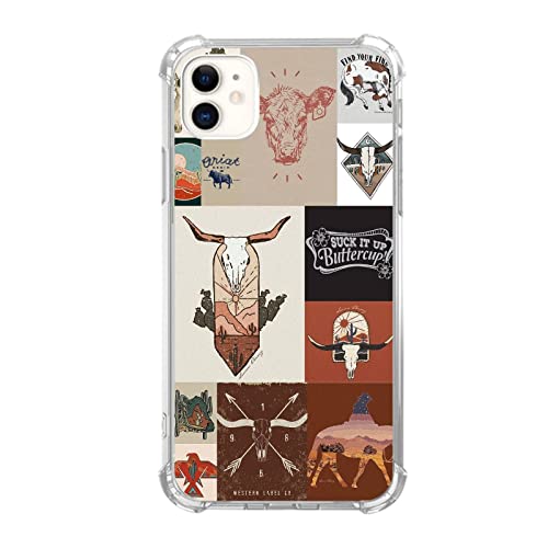 Western Country Collage Handyhülle kompatibel mit iPhone 12/iPhone 12 Pro, Boho Western Cow Horse Collage Trendy Cool Hülle für iPhone 12/iPhone 12 Pro, stoßfeste TPU Bumper Schutzhülle Western Country Collage Handyhülle kompatibel mit iPhone 12/iPhone 12 Pro, Boho Western Cow Horse Collage Trendy Cool Hülle für iPhone 12/iPhone 12 Pro, stoßfeste TPU Bumper Schutzhülle von Wizeyake