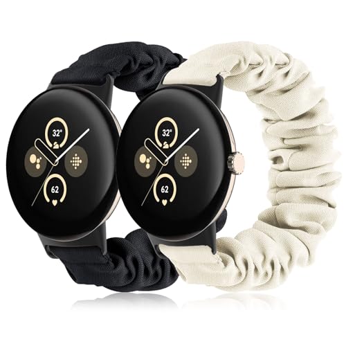Wizvv 2 Pack Scrunchie Uhrenarmbänder für Google Pixel Watch 3 41mm/2/1, Elastische Stoff-Ersatzbänder für Frauen und Mädchen Wizvv 2 Pack Scrunchie Uhrenarmbänder für Google Pixel Watch 3 41mm/2/1, Elastische Stoff-Ersatzbänder für Frauen und Mädchen von Wizvv