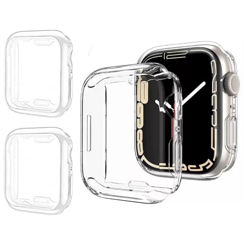 Wjelet 2 Stück Hülle mit Apple Watch 10 42mm TPU Schutzhülle mit Displayschutz, 360° Rundum Anti Kratz Anti Staub Ultradünne Schutzhülle für Apple Watch Series 42mm (Transparent) von Wjelet