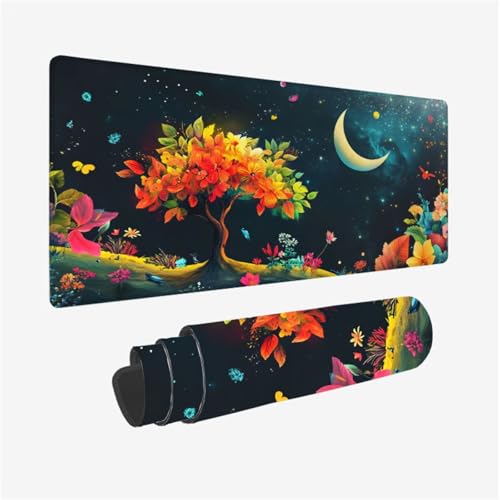 Baum Mousepad, Mond Mauspad XXL 800x300mm, Schreibtischunterlage mit Vernähte Kanten und rutschfeste Gummibasis, WassXerdicht Anti-Rutsch Mouse Pad für Gaming, PC Zubehör, Gifts for Women,Model924 Baum Mousepad, Mond Mauspad XXL 800x300mm, Schreibtischunterlage mit Vernähte Kanten und rutschfeste Gummibasis, WassXerdicht Anti-Rutsch Mouse Pad für Gaming, PC Zubehör, Gifts for Women,Model924 von Wjffnzbz