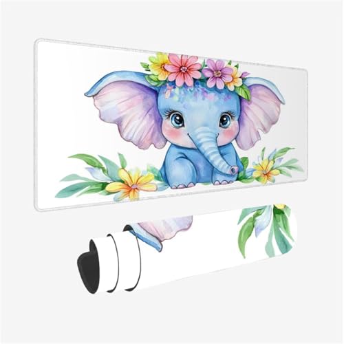 Elefant Mousepad, Blume Mauspad XXL 800x300mm, Schreibtischunterlage mit Vernähte Kanten und Rutschfeste Gummibasis, WassXerdicht Anti-Rutsch Mouse Pad für Gaming, PC Zubehör, Gifts for Women,Model990 Elefant Mousepad, Blume Mauspad XXL 800x300mm, Schreibtischunterlage mit Vernähte Kanten und Rutschfeste Gummibasis, WassXerdicht Anti-Rutsch Mouse Pad für Gaming, PC Zubehör, Gifts for Women,Model990 von Wjffnzbz