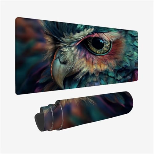 Eule Mousepad, Tier Mauspad XXL 700x300mm, Schreibtischunterlage mit Vernähte Kanten und rutschfeste Gummibasis, WassXerdicht Anti-Rutsch Mouse Pad für Gaming, PC Zubehör, Gifts for Women,Model867 von Wjffnzbz