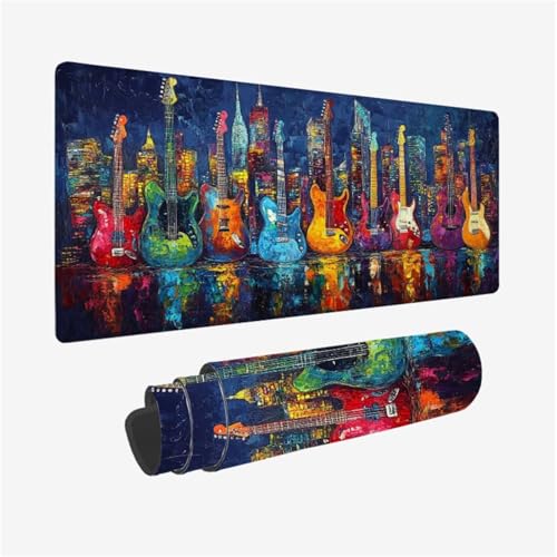 Gaming Mauspad Gitarre Schreibtischunterlage Kunst Mousepad Groß 800x400x3mm, Mauspad Gaming Zubehör mit rutschfeste Gummibasis für Tastatur und Maus Verbessert Präzision und Geschwindigkeit,Model188 Gaming Mauspad Gitarre Schreibtischunterlage Kunst Mousepad Groß 800x400x3mm, Mauspad Gaming Zubehör mit rutschfeste Gummibasis für Tastatur und Maus Verbessert Präzision und Geschwindigkeit,Model188 von Wjffnzbz