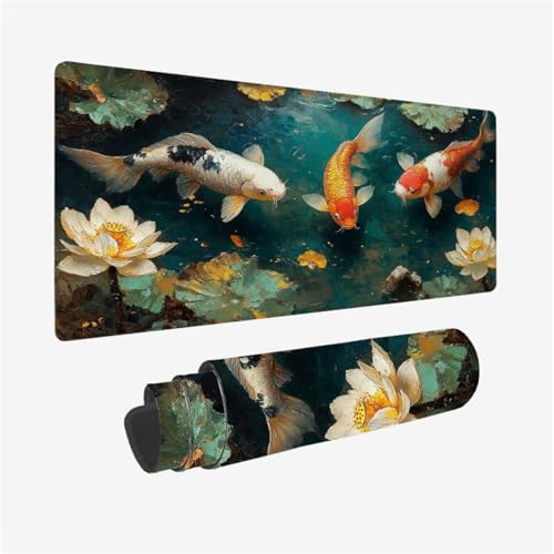 Gaming Mauspad Koi Schreibtischunterlage Lotus Mousepad Groß 800x400x3mm, XXL Mauspad Gaming Zubehör mit rutschfeste Gummibasis für Tastatur und Maus Verbessert Präzision und Geschwindigkeit,Model365 Gaming Mauspad Koi Schreibtischunterlage Lotus Mousepad Groß 800x400x3mm, XXL Mauspad Gaming Zubehör mit rutschfeste Gummibasis für Tastatur und Maus Verbessert Präzision und Geschwindigkeit,Model365 von Wjffnzbz
