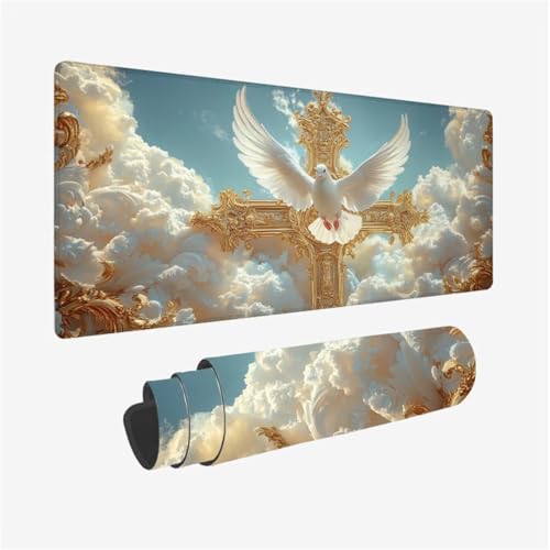 Gaming Mauspad Kreuzen Schreibtischunterlage Taube Mousepad Groß 900x300x3mm, Mauspad Gaming Zubehör mit rutschfeste Gummibasis für Tastatur und Maus Verbessert Präzision und Geschwindigkeit,Model35 Gaming Mauspad Kreuzen Schreibtischunterlage Taube Mousepad Groß 900x300x3mm, Mauspad Gaming Zubehör mit rutschfeste Gummibasis für Tastatur und Maus Verbessert Präzision und Geschwindigkeit,Model35 von Wjffnzbz