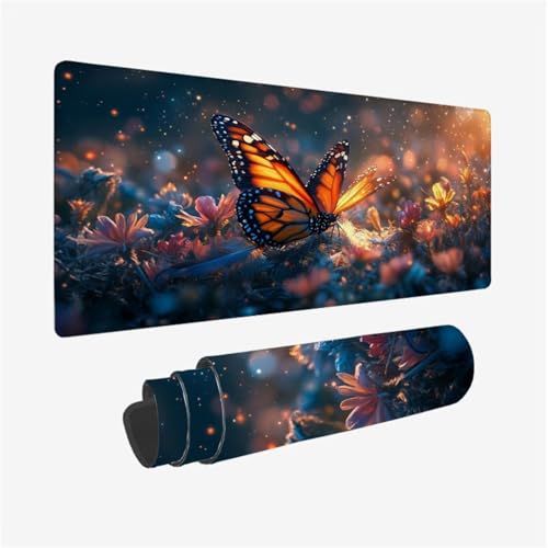 Gaming Mauspad Schmetterling Schreibtischunterlage Blume Mousepad Groß 1200x600x3mm, Gaming Mauspad mit rutschfeste Gummibasis für Tastatur und Maus Verbessert Präzision und Geschwindigkeit,Model194 Gaming Mauspad Schmetterling Schreibtischunterlage Blume Mousepad Groß 1200x600x3mm, Gaming Mauspad mit rutschfeste Gummibasis für Tastatur und Maus Verbessert Präzision und Geschwindigkeit,Model194 von Wjffnzbz