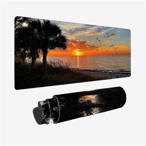 Gaming Mauspad Strand Schreibtischunterlage Sonnenuntergang Mousepad Groß 800x300x3mm, Gaming Mauspad mit Rutschfeste Gummibasis für Tastatur und Maus Verbessert Präzision und Geschwindigkeit,Model416 Gaming Mauspad Strand Schreibtischunterlage Sonnenuntergang Mousepad Groß 800x300x3mm, Gaming Mauspad mit Rutschfeste Gummibasis für Tastatur und Maus Verbessert Präzision und Geschwindigkeit,Model416 von Wjffnzbz