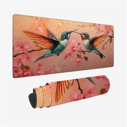 Gaming Mauspad Vogel Schreibtischunterlage PfirsichblüTe Mousepad Groß 700x300x3mm, Gaming Mauspad mit rutschfeste Gummibasis für Tastatur und Maus Verbessert Präzision und Geschwindigkeit,Model122 Gaming Mauspad Vogel Schreibtischunterlage PfirsichblüTe Mousepad Groß 700x300x3mm, Gaming Mauspad mit rutschfeste Gummibasis für Tastatur und Maus Verbessert Präzision und Geschwindigkeit,Model122 von Wjffnzbz