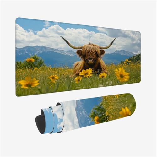 Hochlandrinder Mousepad, Landschaft Mauspad XXL 900x300mm, Schreibtischunterlage mit Vernähte Kanten und rutschfeste Gummibasis, WassXerdicht Anti-Rutsch Mouse Pad für Gaming, PC Zubehör, Model735 Hochlandrinder Mousepad, Landschaft Mauspad XXL 900x300mm, Schreibtischunterlage mit Vernähte Kanten und rutschfeste Gummibasis, WassXerdicht Anti-Rutsch Mouse Pad für Gaming, PC Zubehör, Model735 von Wjffnzbz