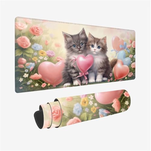 Katze Mousepad, Liebe Mauspad XXL 700x300mm, Schreibtischunterlage mit Vernähte Kanten und rutschfeste Gummibasis, WassXerdicht Anti-Rutsch Mouse Pad für Gaming, PC Zubehör, Gifts for Women,Model978 Katze Mousepad, Liebe Mauspad XXL 700x300mm, Schreibtischunterlage mit Vernähte Kanten und rutschfeste Gummibasis, WassXerdicht Anti-Rutsch Mouse Pad für Gaming, PC Zubehör, Gifts for Women,Model978 von Wjffnzbz