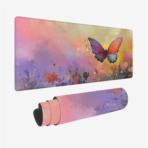 Mauspad Blume Muster, Schmetterling Mousepad XXL 80x30cm, Schreibtischunterlage mit rutschfeste Gummibasis, WassXerdicht Mouse Pad Schreibtisch Zubehör für Büro Deko, Geschenke für Frauen,Model661 Mauspad Blume Muster, Schmetterling Mousepad XXL 80x30cm, Schreibtischunterlage mit rutschfeste Gummibasis, WassXerdicht Mouse Pad Schreibtisch Zubehör für Büro Deko, Geschenke für Frauen,Model661 von Wjffnzbz