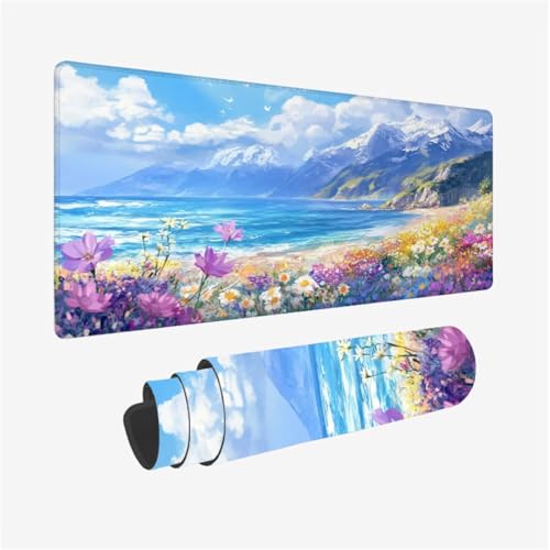 Mauspad Blume Muster Design, Strand Mousepad XXL 80x40cm, Schreibtischunterlage mit rutschfeste Gummibasis, WassXerdicht Mouse Pad Schreibtisch Zubehör für Büro Deko, Geschenke für Frauen,Model952 Mauspad Blume Muster Design, Strand Mousepad XXL 80x40cm, Schreibtischunterlage mit rutschfeste Gummibasis, WassXerdicht Mouse Pad Schreibtisch Zubehör für Büro Deko, Geschenke für Frauen,Model952 von Wjffnzbz